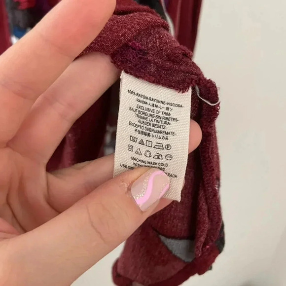 Free People Tree Swing Tunic Mini Dress Burgundy Floral Size XS - Picture 4 of 8